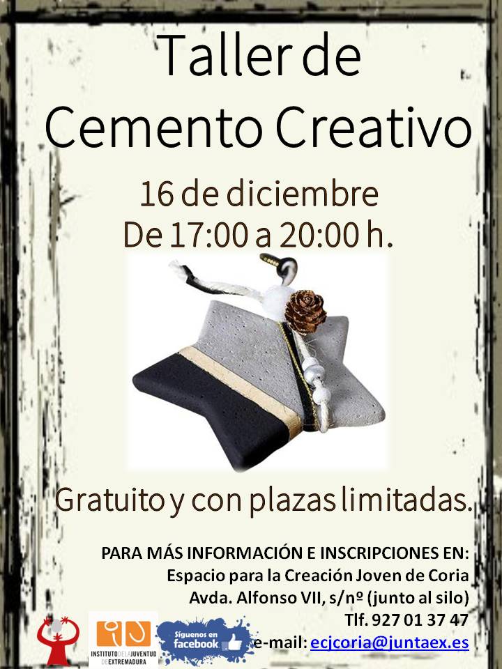Taller de Cemento Creativo en el Espacio de Creacción Joven de Coria