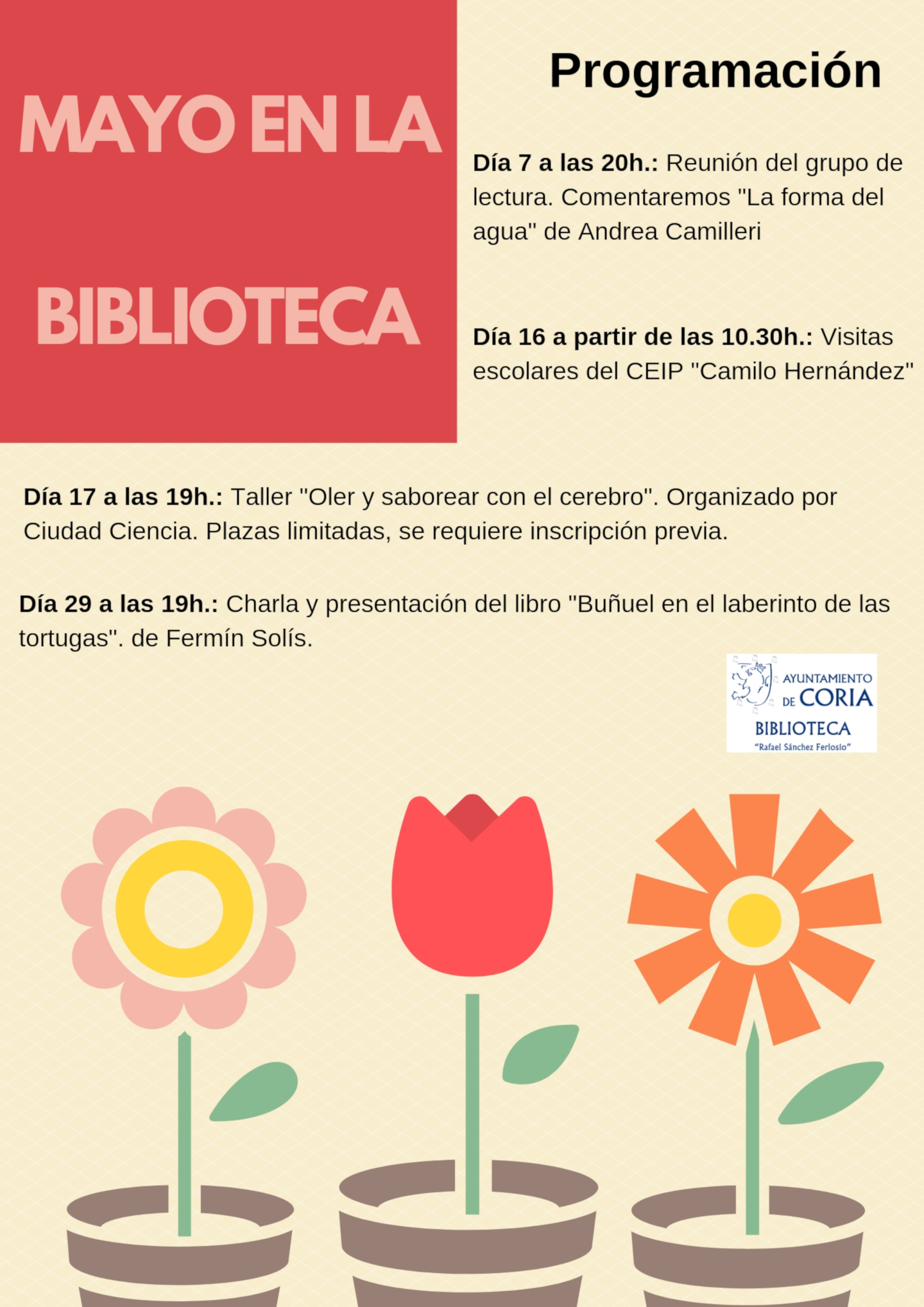 La Biblioteca Municipal «Rafael Sánchez Ferlosio» abre este martes un atractivo programa de actividades durante el mes de mayo