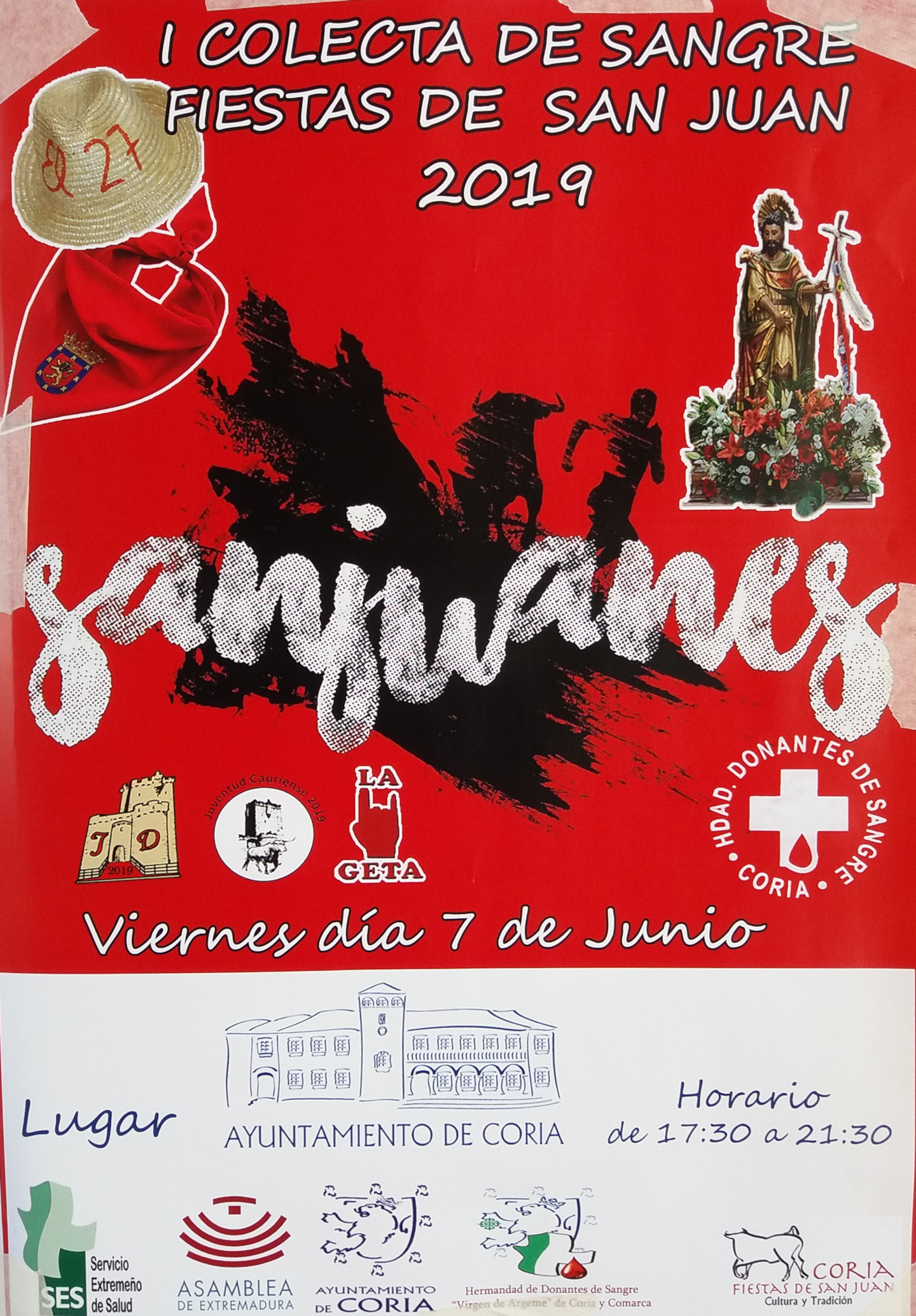 La Hermandad de Donantes de Sangre Virgen de Argeme de Coria y Comarca programa la I Campaña de Donación de Sangre San Juan 2019