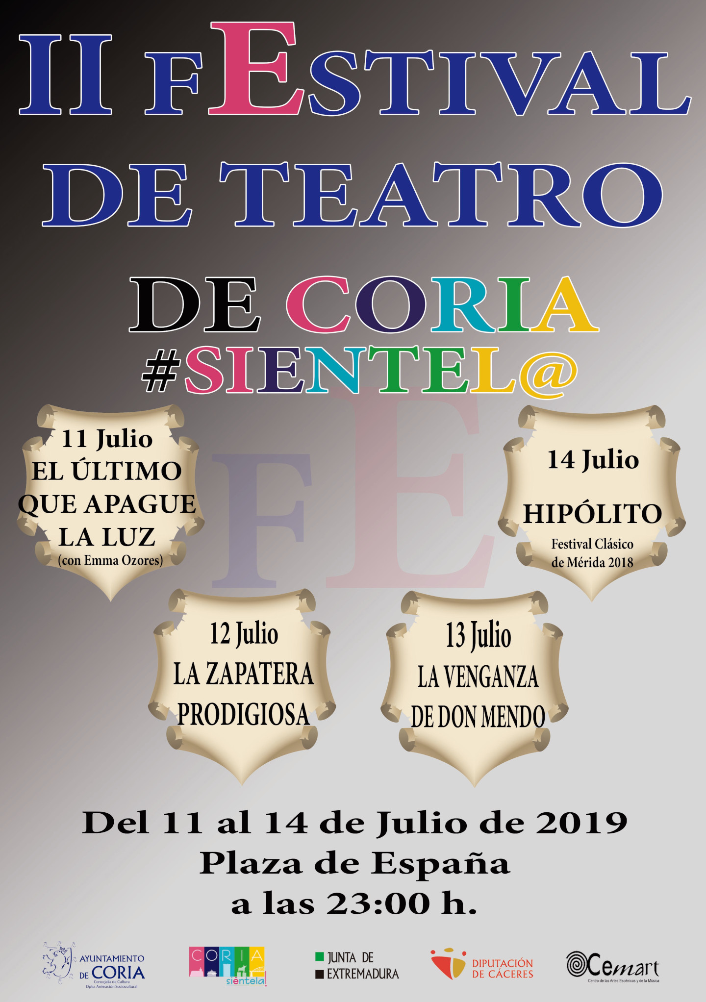 Este martes día 2 de julio se pondrán a la venta en la Oficina de Turismo las entradas para el Festival de Teatro de Coria