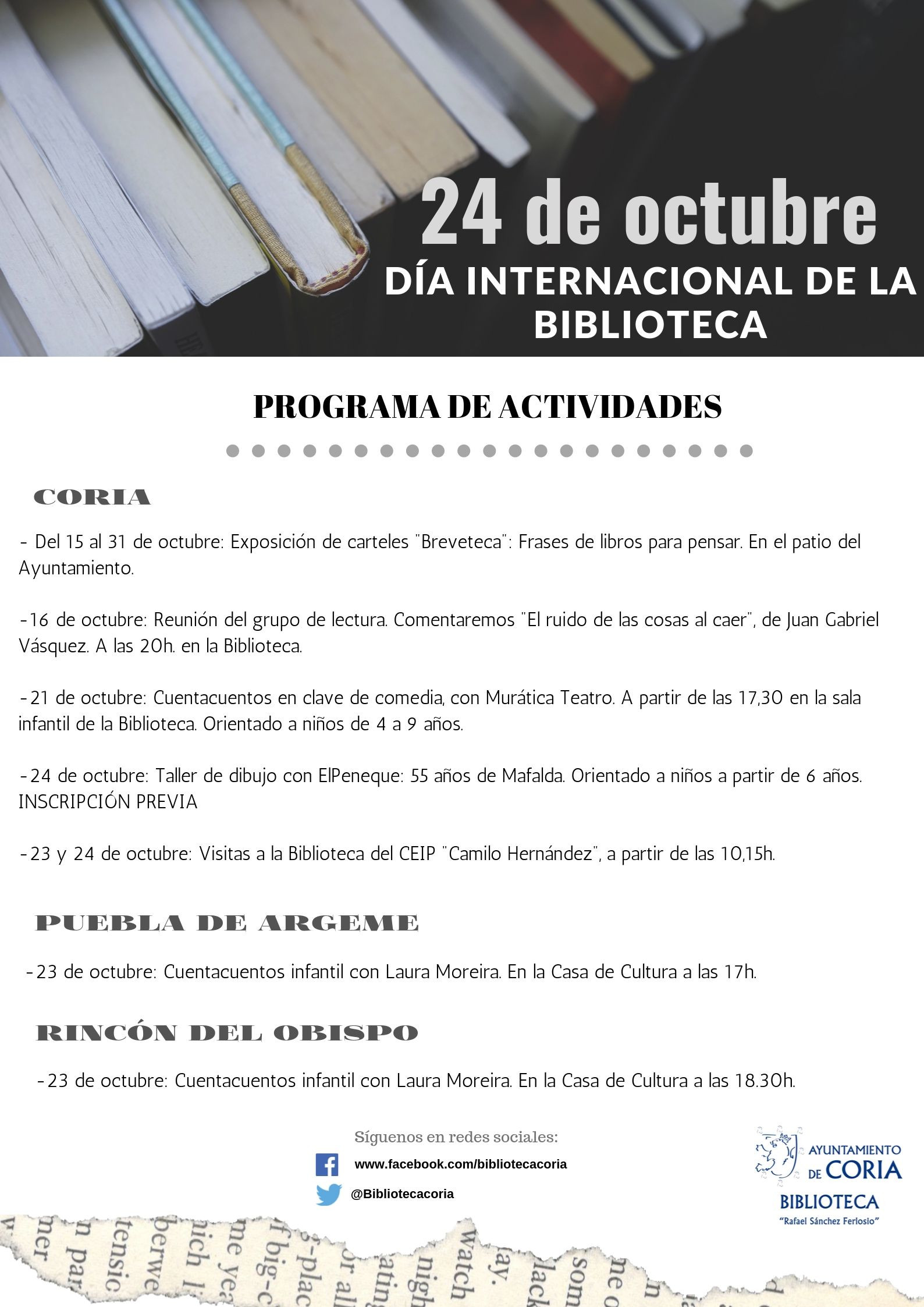 La Biblioteca «Rafael Sánchez Ferlosio» conmemora el Día de la Biblioteca con varias actividades