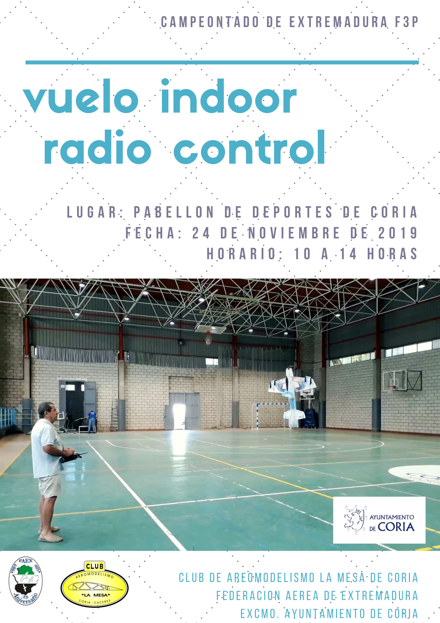 Coria acogerá por primera vez el Campeonato de Extremadura de Vuelo Indoor F3P