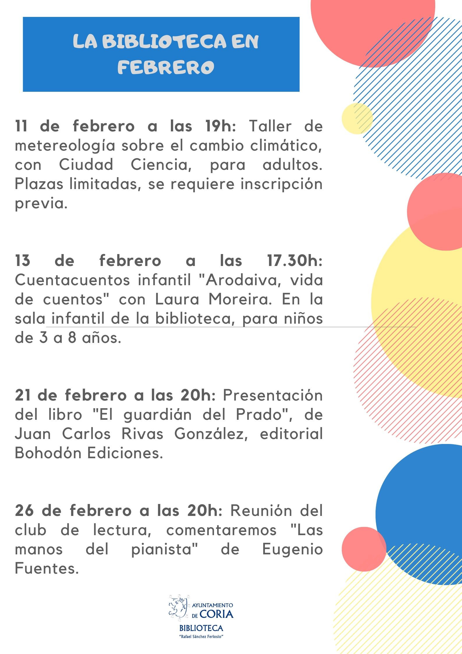La Biblioteca «Rafael Sánchez Ferlosio» cierra la programación de actividades para el mes de febrero