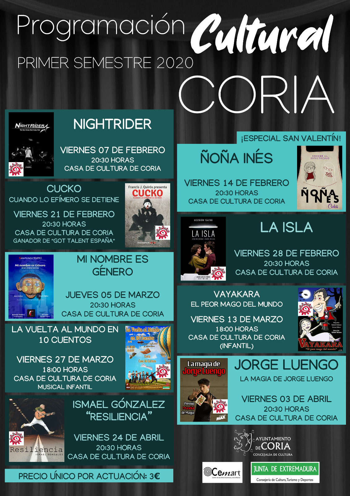 La casa de cultura acoge una amplia y atractiva programación cultural de febrero a abril