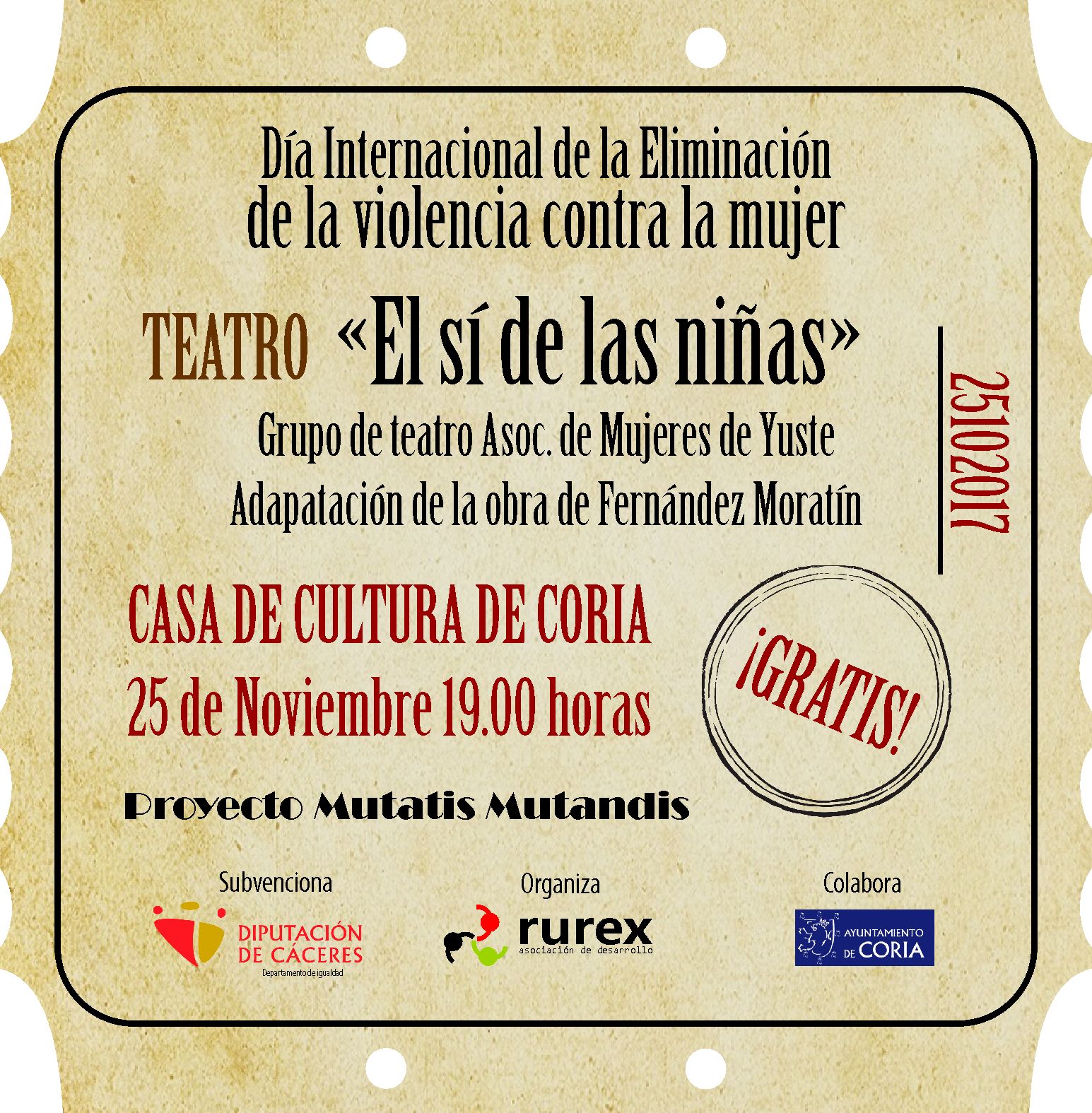 Teatro para celebrar el Día Internacional de la Eliminación de la Violencia contra la Mujer
