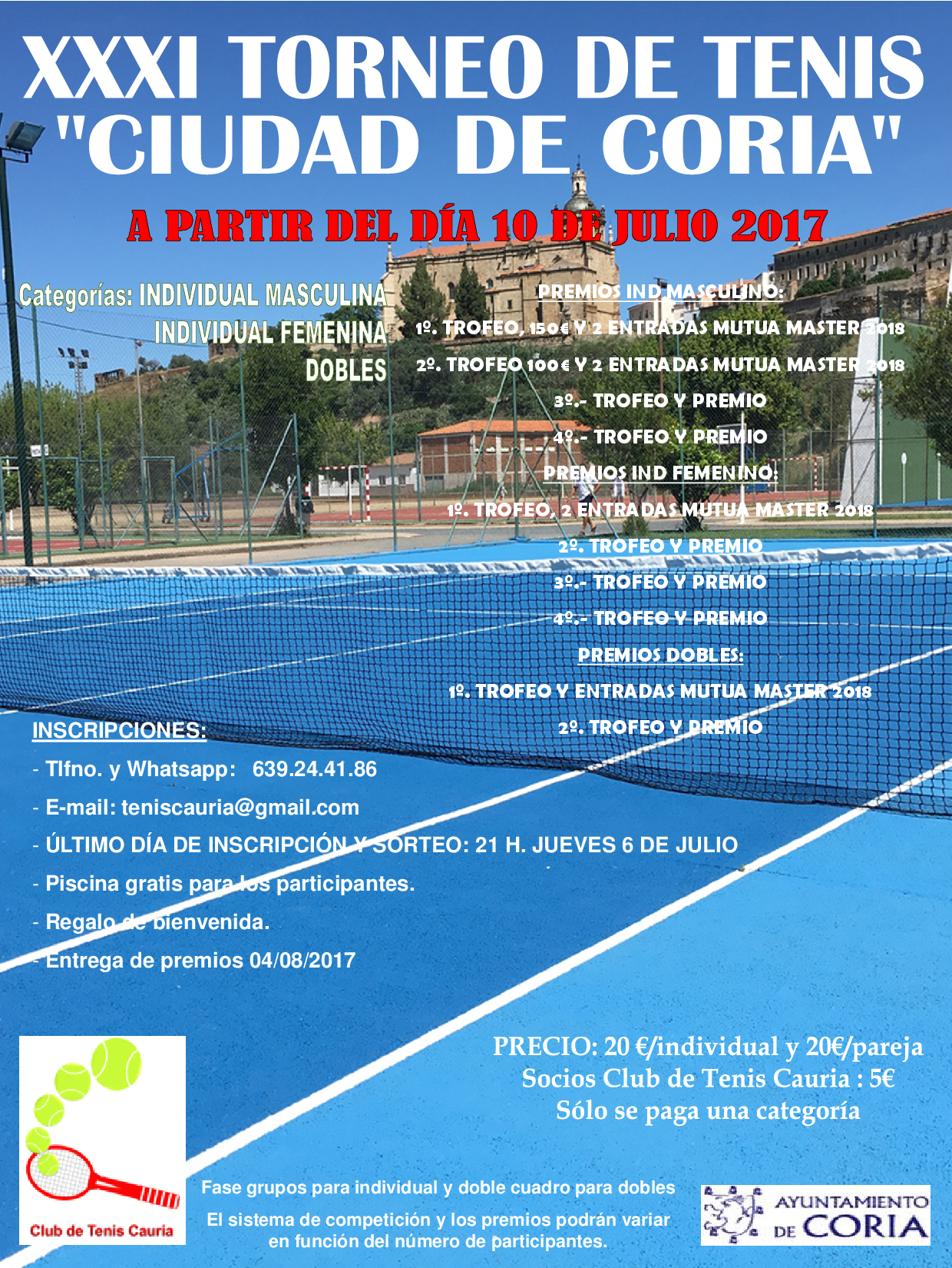 Todo Preparado para que de comienzo el XXXI Torneo de Tenis Ciudad de Coria