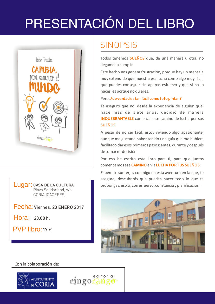 Héctor Trinidad presentará en Coria su libro «Cambia para cambiar el mundo»