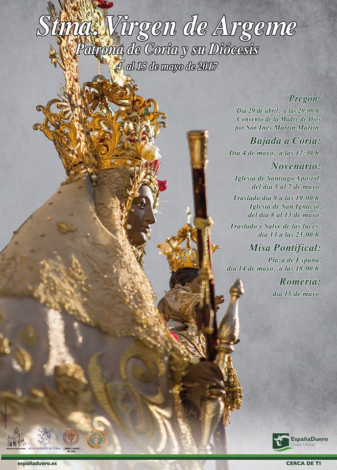 El sábado día 29 de abril se celebra el Pregón en Honor a Ntra. Sra. Stma. Virgen de Argeme