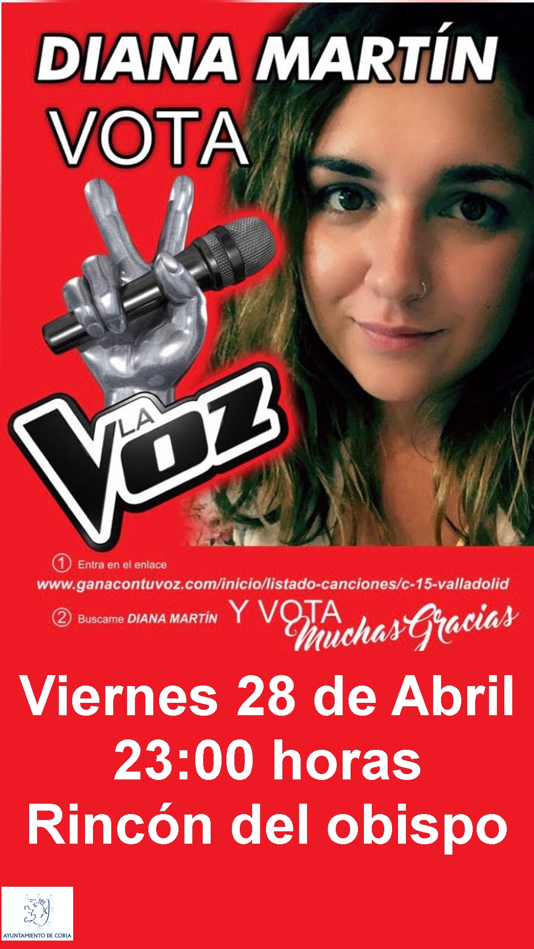 Vota para que la joven cauriense Diana Martín participe en el casting del concurso musical «La Voz» de Telecinco