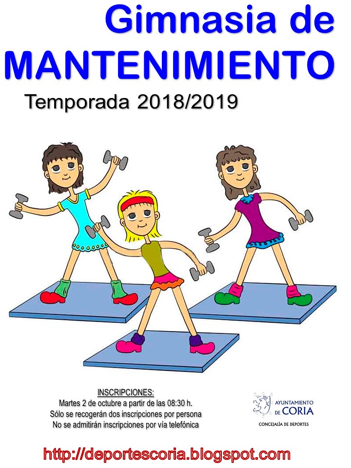 El Plazo de Inscripción de la Escuela de Gimnasia de Mantenimiento comenzarán el martes 2 de octubre