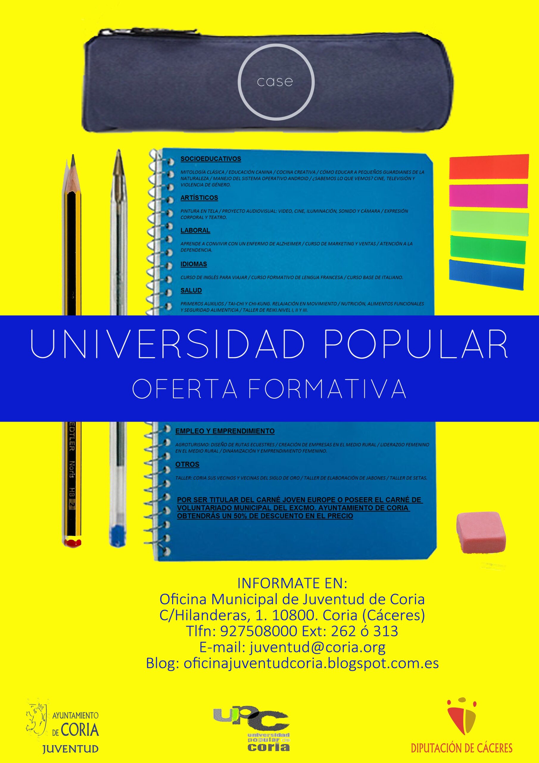 Abierto el plazo de inscripción para la Universidad Popular de Coria