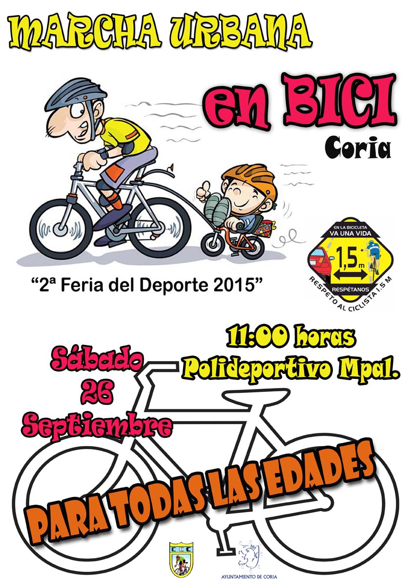 Marcha Urbana en bici, para todas las edades. Sábado 26 de septiembre