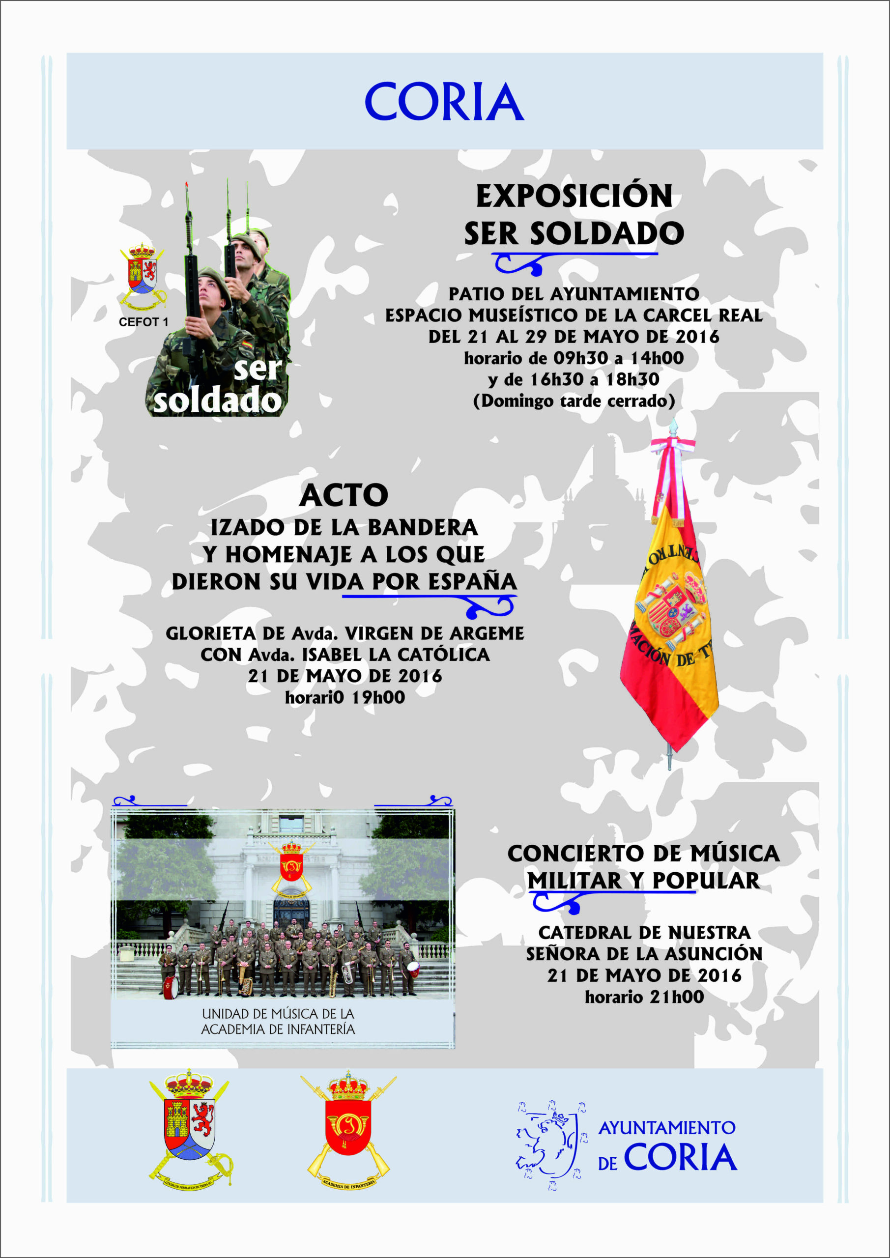 Recoger invitaciones para el concierto de música militar y popular en el Ayuntamiento de Coria