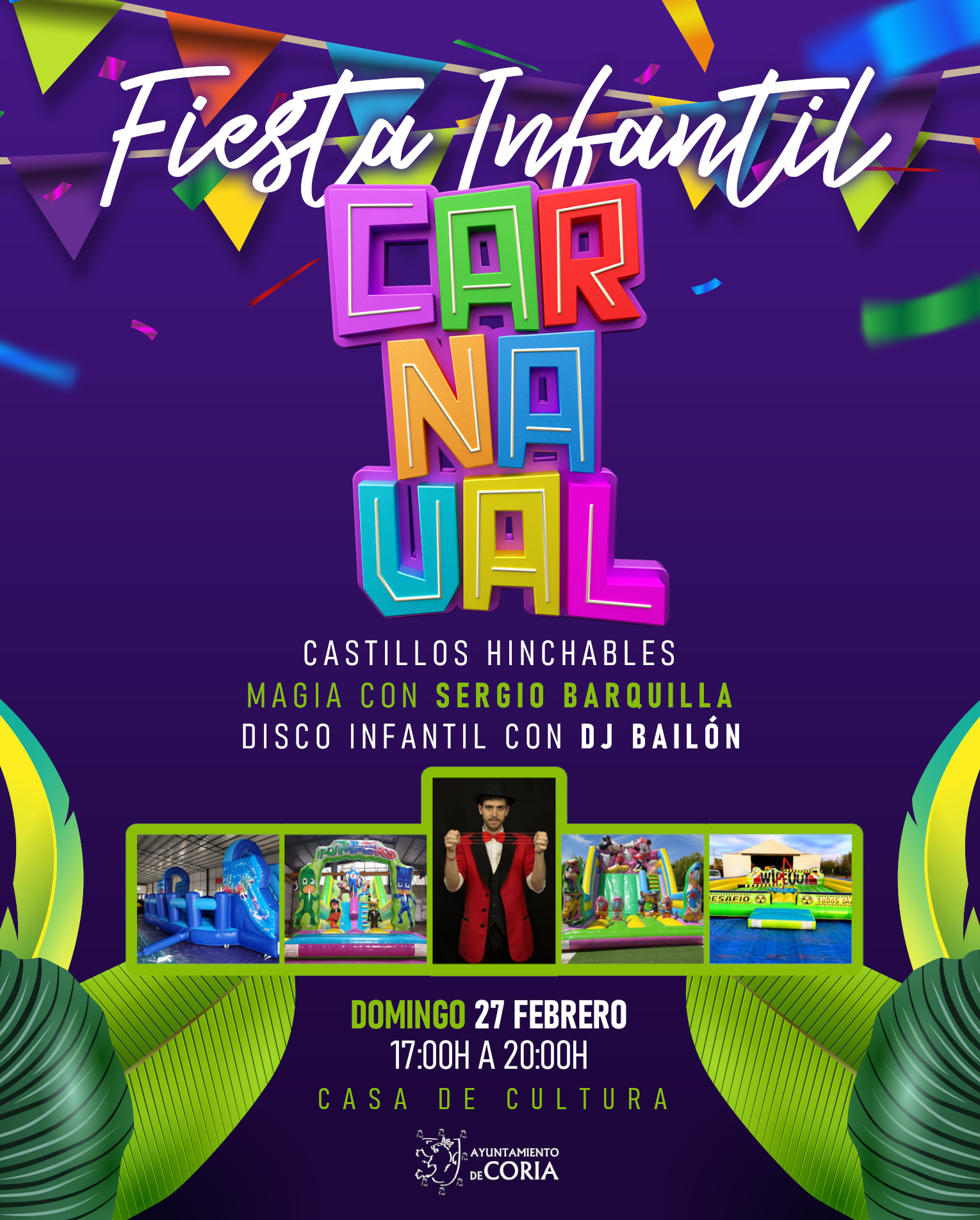 Coria celebrará el Carnaval con una fiesta infantil el domingo 27 de febrero