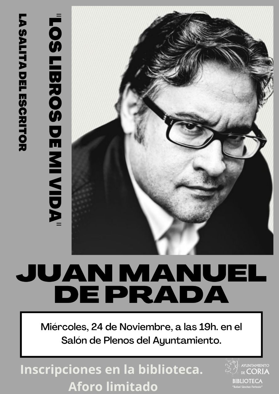 El escritor Juan Manuel de Prada hablará de literatura en la charla «Los libros de mi vida» de la Biblioteca Municipal