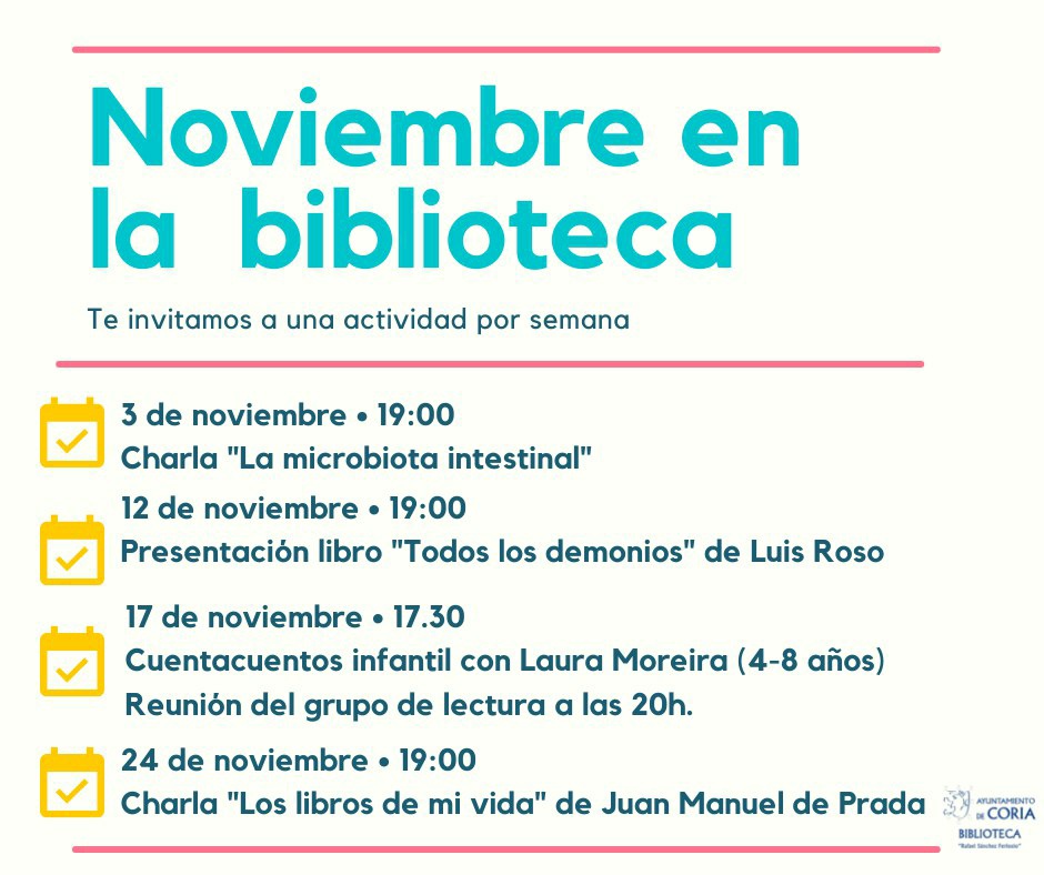La Biblioteca Municipal Rafael Sánchez Ferlosio programa diversas actividades durante el mes de noviembre