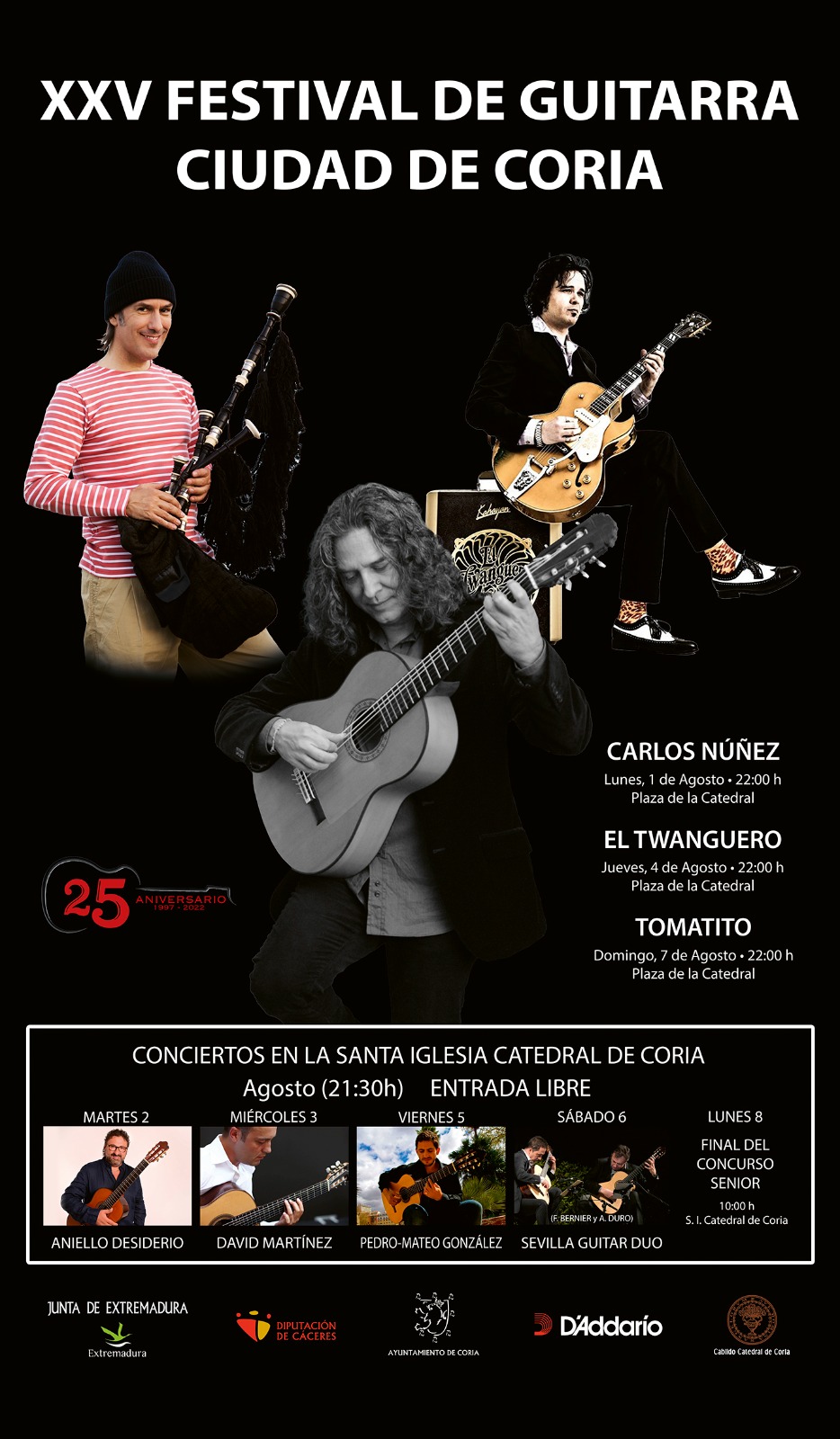 Del 1 al 8 de agosto Coria acogerá la XXV edición del Festival Internacional de Guitarra “Ciudad de Coria”