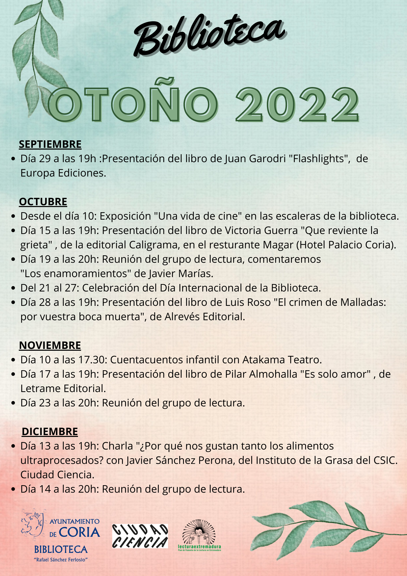 Disfruta del otoño con actividades en la biblioteca