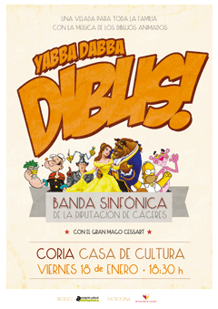La banda sinfónica de la Diputación de Cáceres actuará en Coria este sábado con su espectáculo Yabba Dabba Dibus
