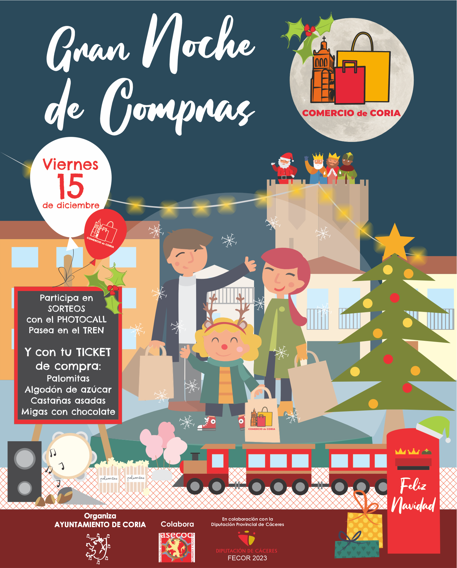 Coria viste de gala sus establecimientos comerciales para vivir una noche mágica