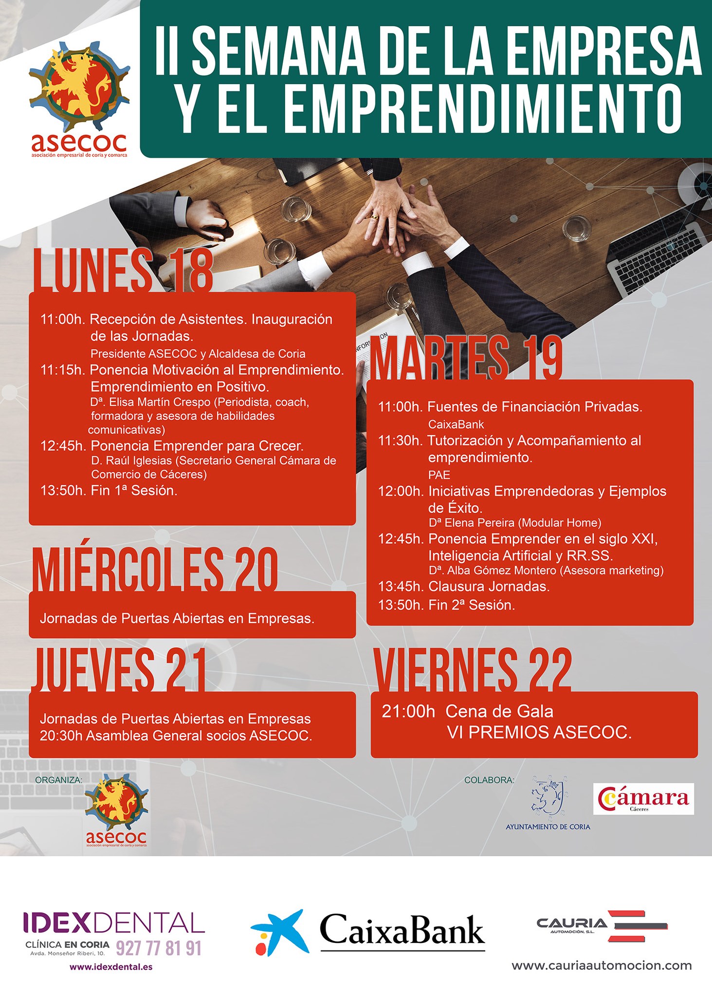 La Alcaldesa de Coria acudirá a la inauguración de la II Semana de la Empresa y el Emprendimiento junto al Presidente de ASECOC