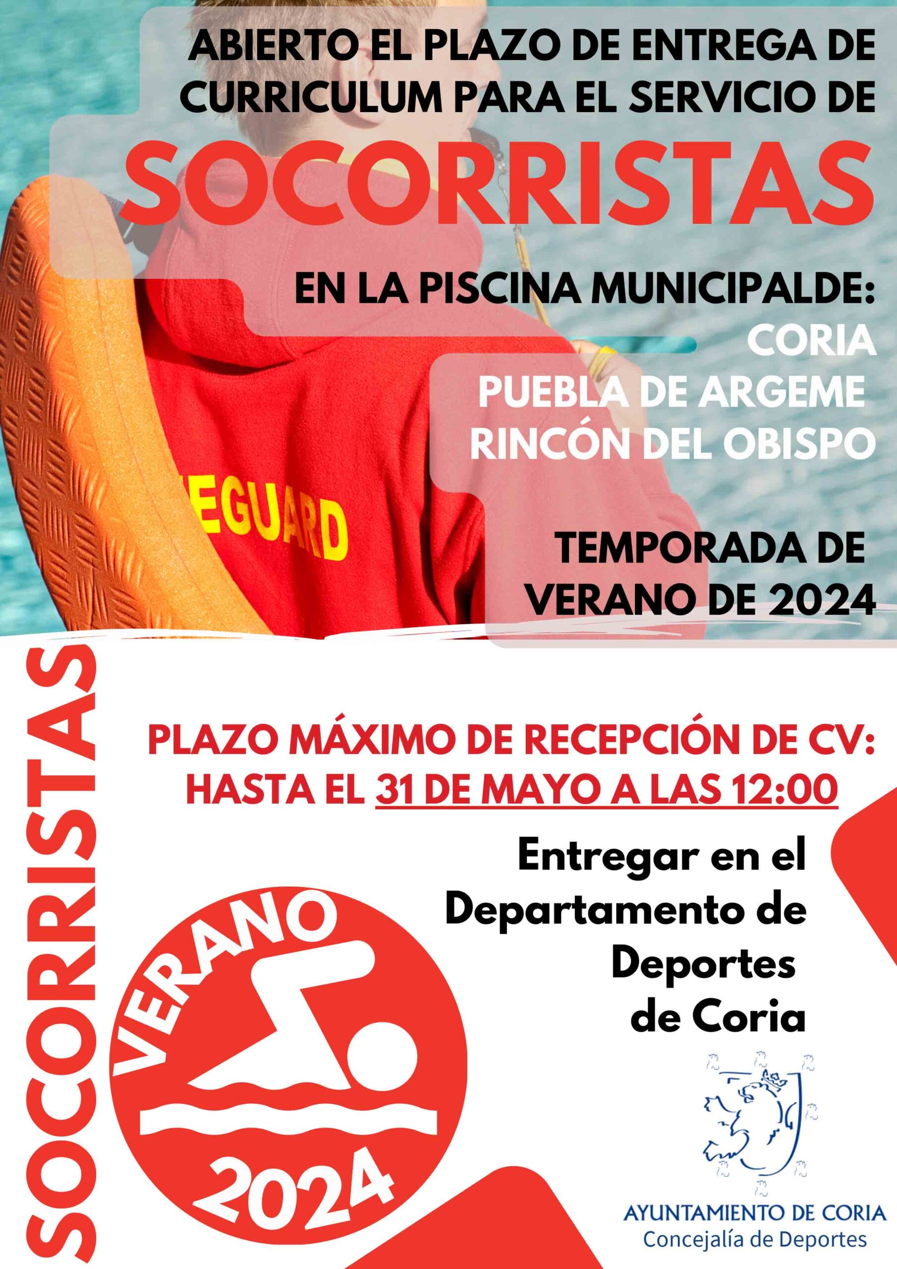 Plazas de socorristas para las piscinas de Coria, Puebla y Rincón