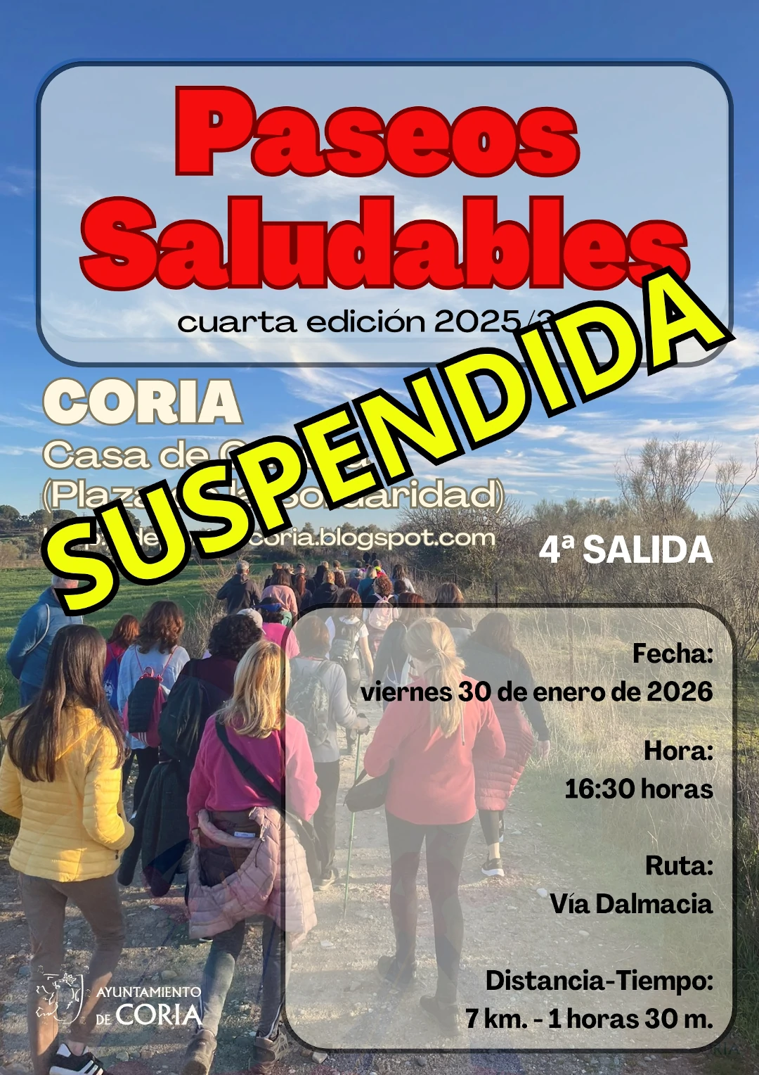Suspendido Cuarto Paseo Saludable – Ruta «Via Dalmacia»