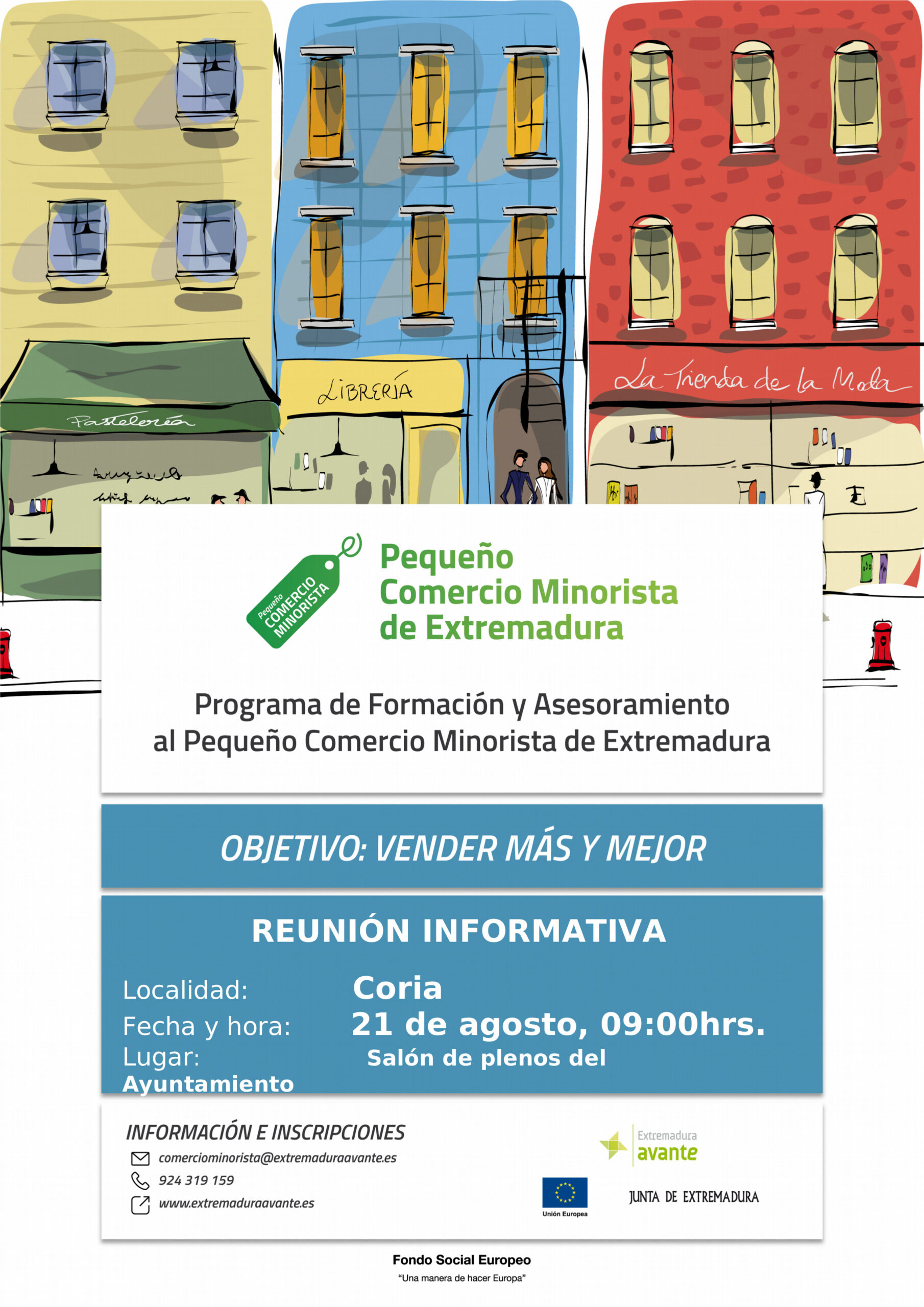 Sesión informativa en Coria del «Programa de Formación y Asesoramiento al Pequeño Comercio Minorista de Extremadura»